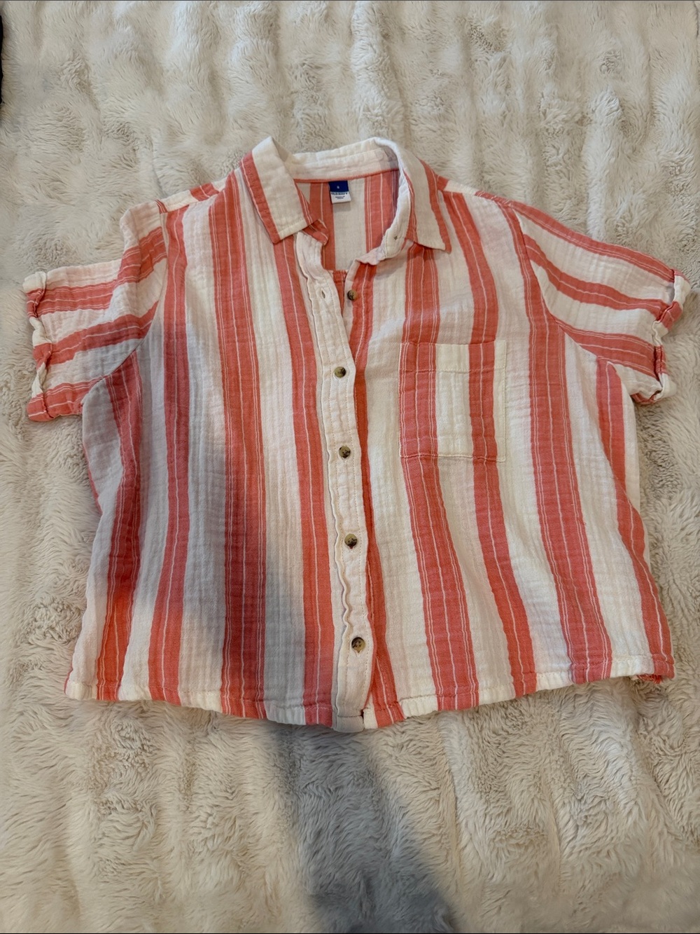 Striped Pink & White Button-Front Top